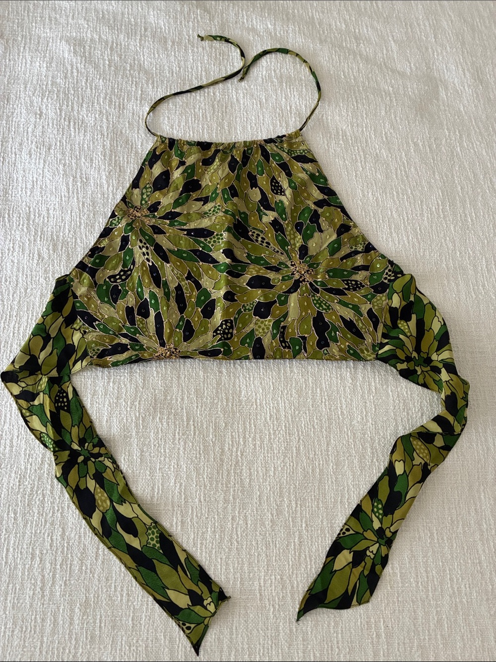 Vintage 90s Y2k Bebe silk sequin halter top
